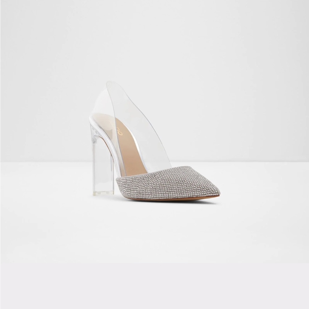 Aldo Violetta Clear/Silver Closed Toe Heel